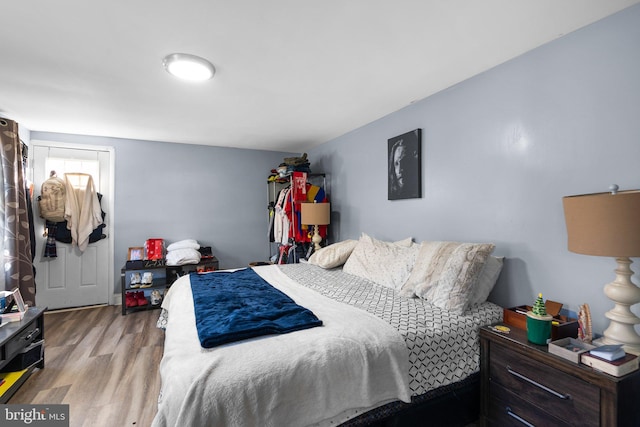 bedroom with light hardwood / wood-style flooring