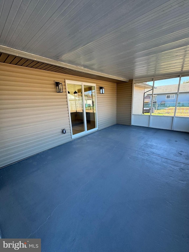 view of unfurnished sunroom