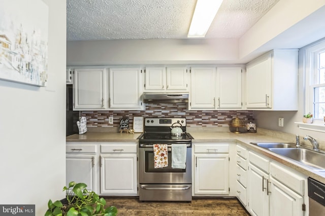 kitchen featuring white cabinetry, stainless steel appliances, sink, and dark hardwood / wood-style flooring