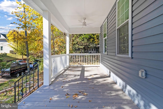 deck featuring ceiling fan