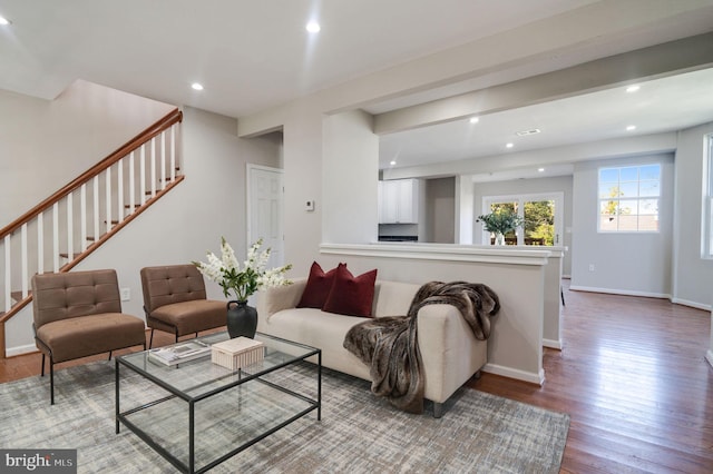 living room featuring hardwood / wood-style flooring