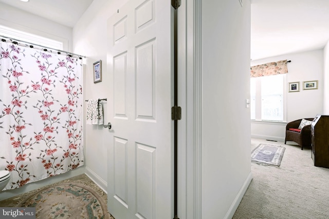 interior space featuring carpet flooring