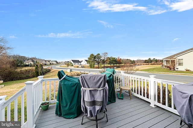 deck featuring grilling area