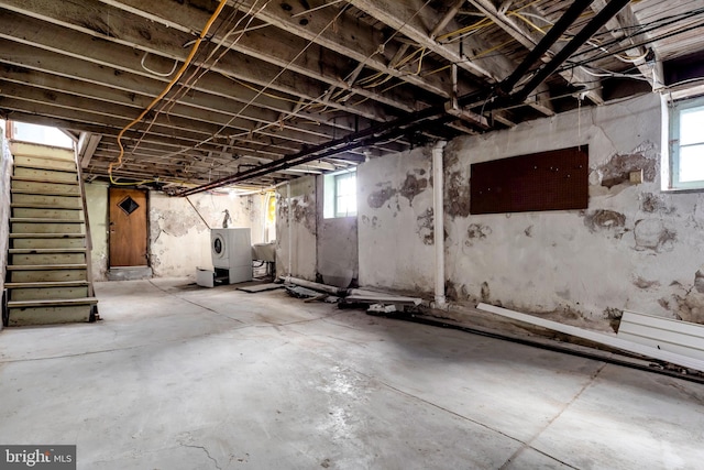 basement with washer / dryer