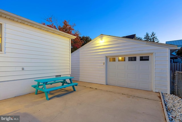 view of garage