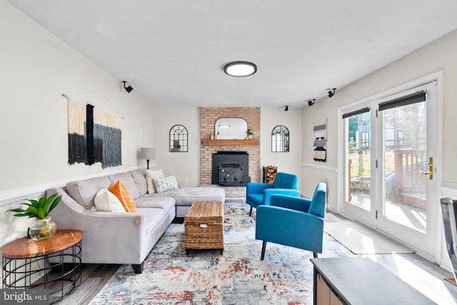 living room with light wood-type flooring