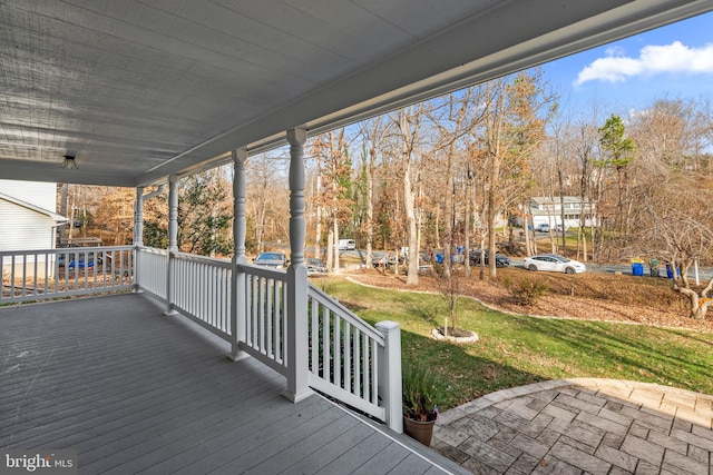 deck featuring covered porch