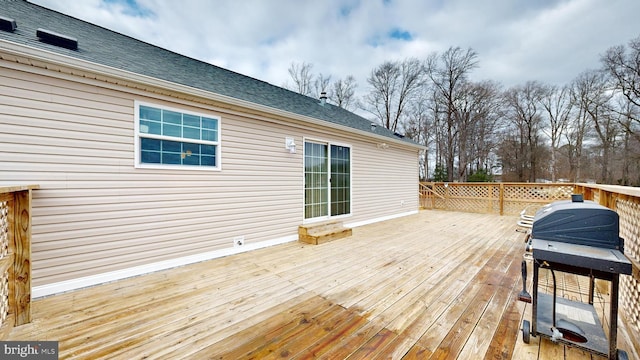 deck featuring area for grilling