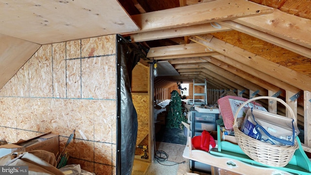 view of unfinished attic