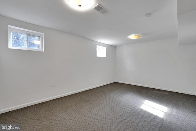 basement with carpet floors