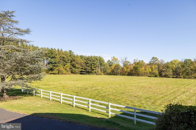 view of yard with a rural view