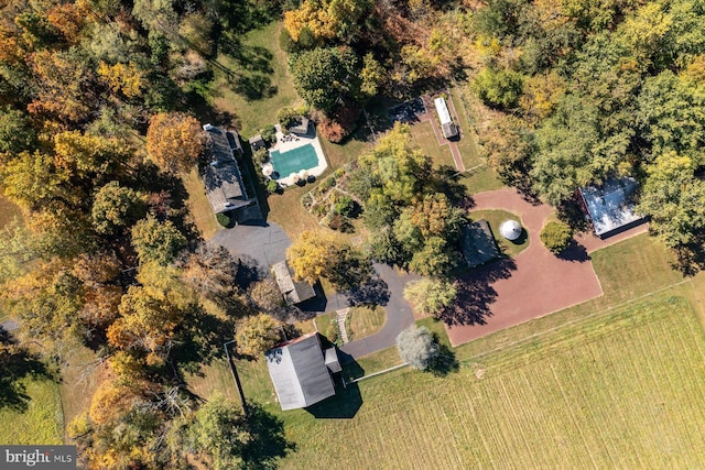 drone / aerial view with a rural view