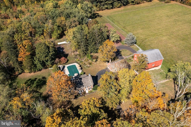 aerial view featuring a rural view