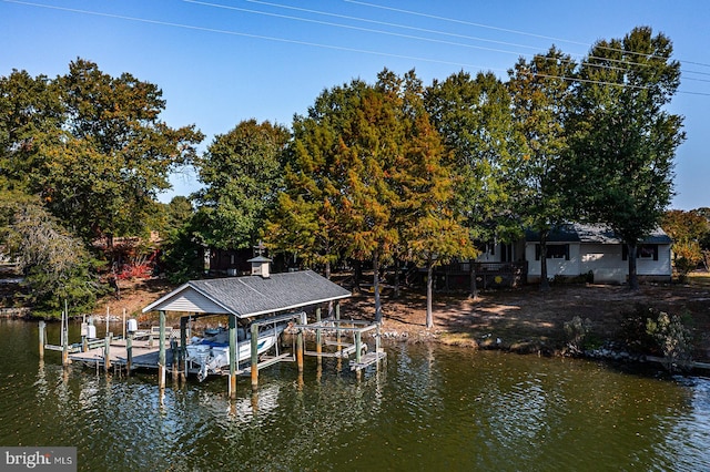 dock area featuring a water view