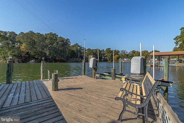 dock area featuring a water view