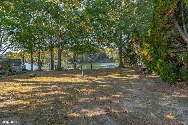 view of yard featuring a water view