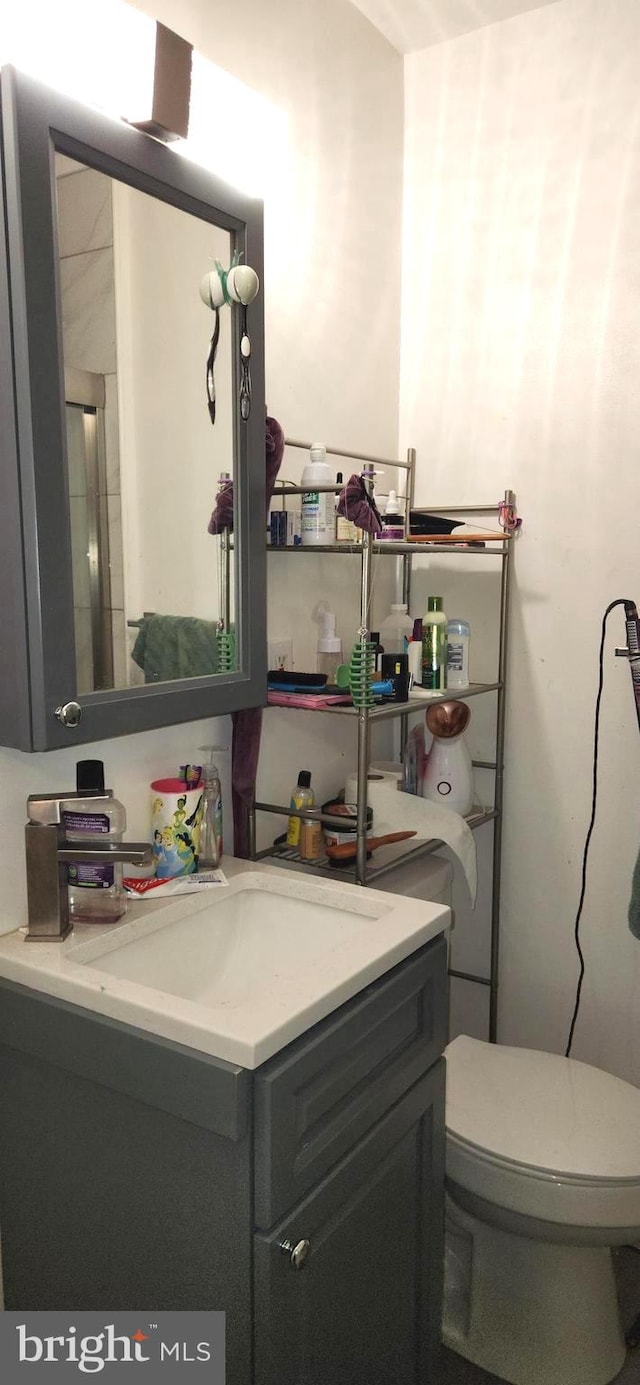 bathroom featuring vanity and toilet