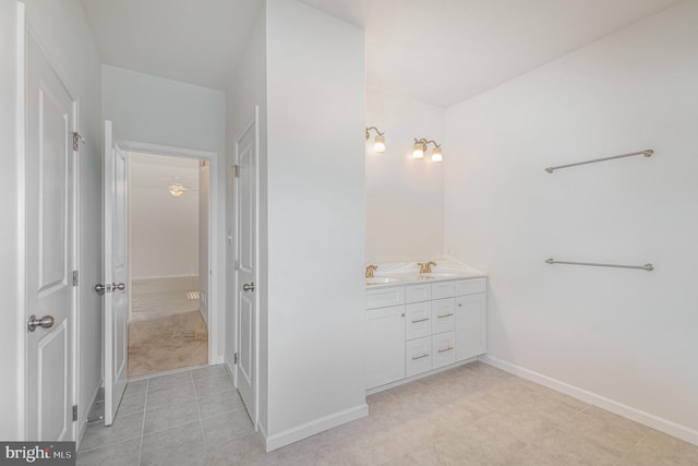 bathroom featuring vanity and tile patterned flooring