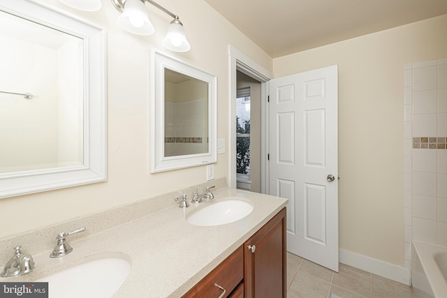 bathroom featuring vanity and tile patterned floors