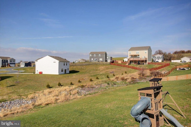 view of yard featuring a playground