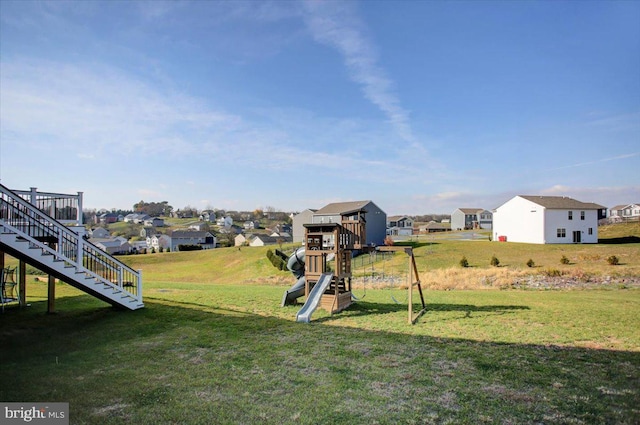 view of yard featuring a playground