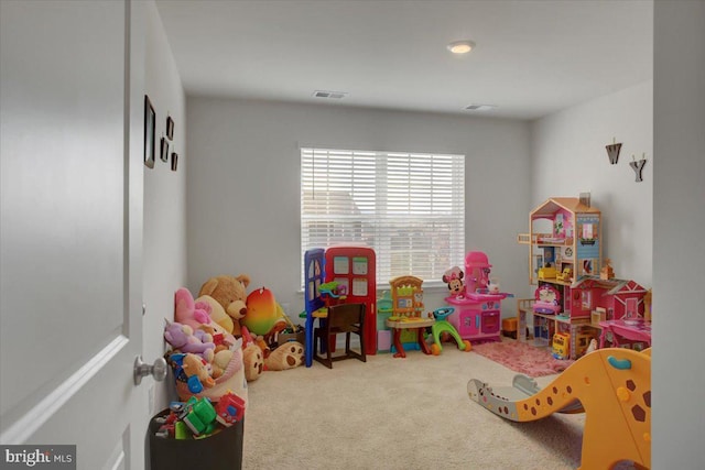 recreation room featuring carpet