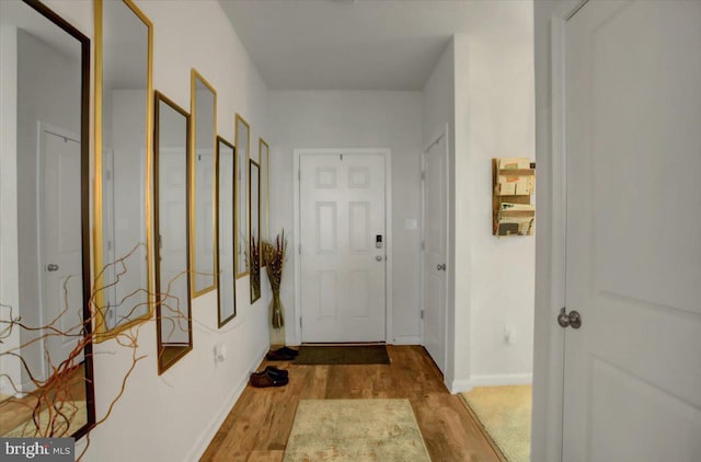 doorway featuring light hardwood / wood-style floors