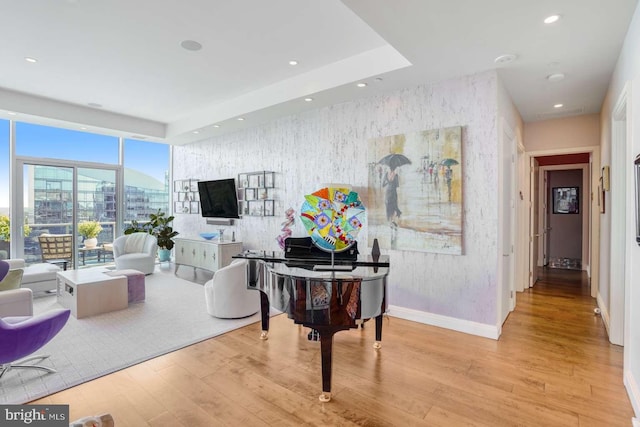 living room featuring light hardwood / wood-style flooring