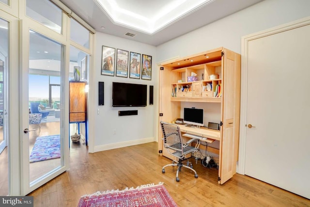 home office featuring light wood-type flooring