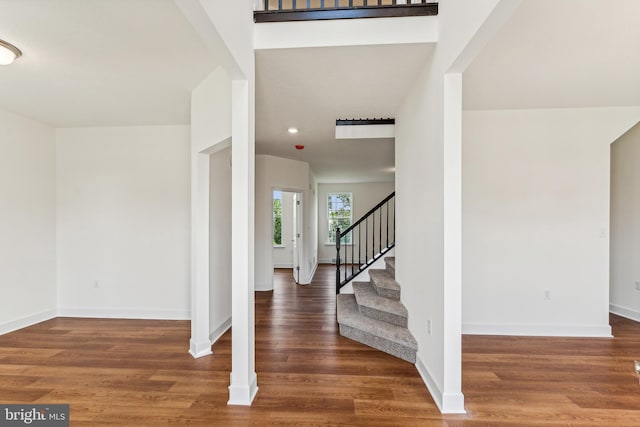 foyer entrance featuring dark wood-type flooring