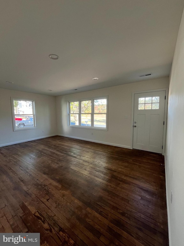 foyer entrance featuring dark hardwood / wood-style flooring