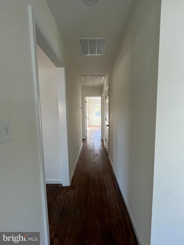 hall with dark hardwood / wood-style flooring