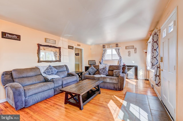 living room featuring light hardwood / wood-style flooring