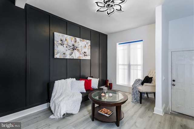 living area with light wood-type flooring