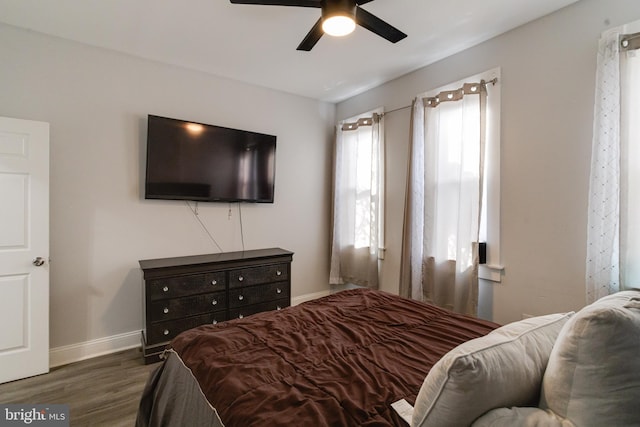 1107 S Carey St, Baltimore, MD 21223 - bedroom with wood finished floors, baseboards, and a ceiling fan