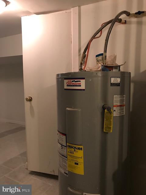 utility room featuring water heater