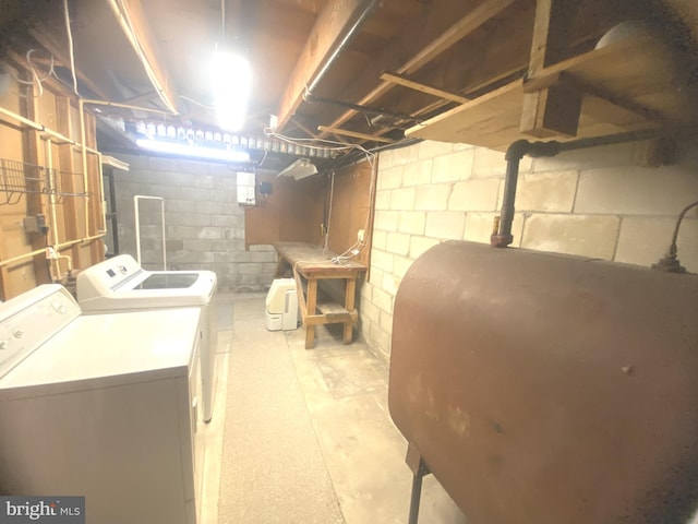 basement with independent washer and dryer