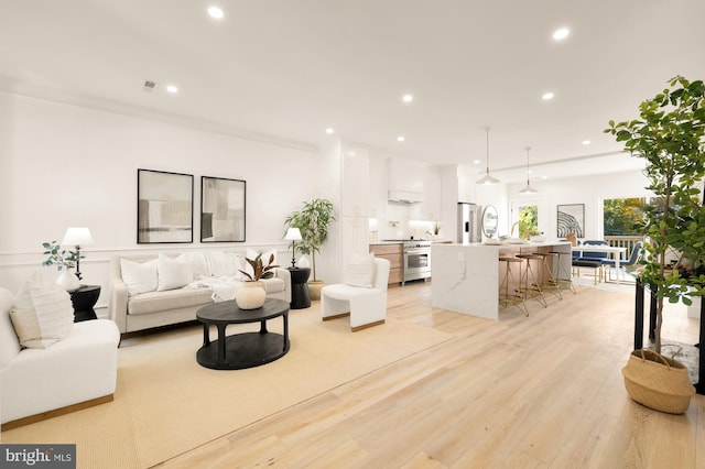 living room featuring light hardwood / wood-style floors