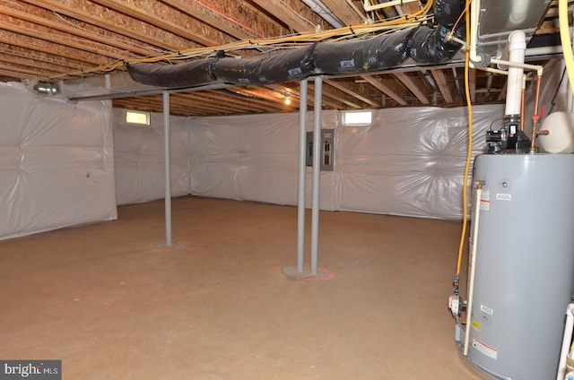 basement with gas water heater