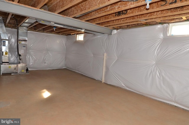 basement with heating unit