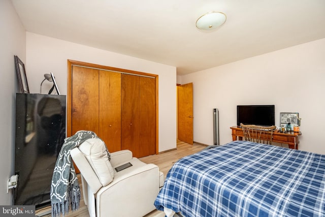 bedroom featuring a closet and light hardwood / wood-style floors