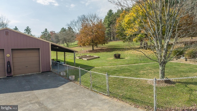 exterior space featuring an outdoor structure and a garage