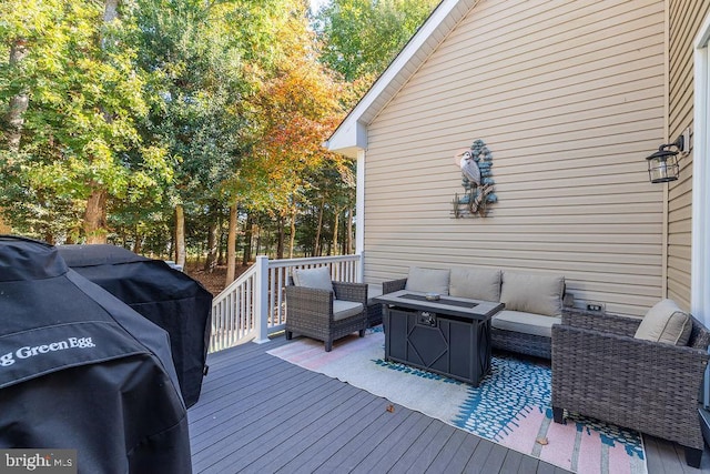 wooden deck with outdoor lounge area