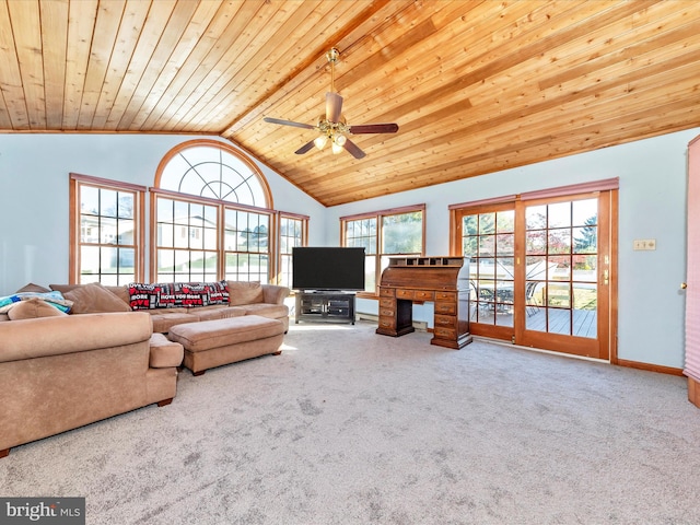 living room featuring a healthy amount of sunlight and carpet floors