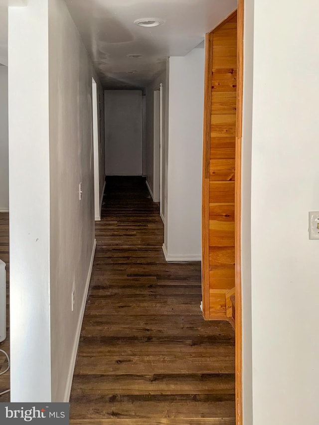 hallway featuring dark wood-type flooring