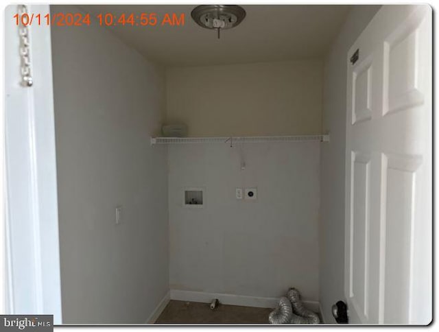 laundry area featuring electric dryer hookup and hookup for a washing machine