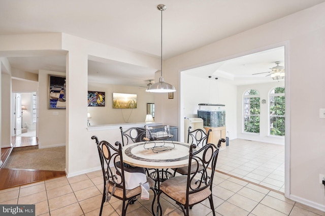 15303 Glastonbury Way, Upper Marlboro, MD 20774 - dining space featuring a ceiling fan, light tile patterned floors, and baseboards