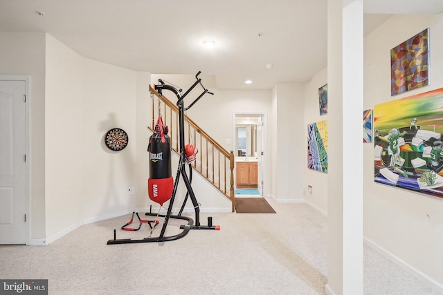 15303 Glastonbury Way, Upper Marlboro, MD 20774 - exercise room featuring carpet floors, baseboards, and recessed lighting