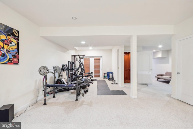 15303 Glastonbury Way, Upper Marlboro, MD 20774 - workout room with carpet floors, recessed lighting, and baseboards