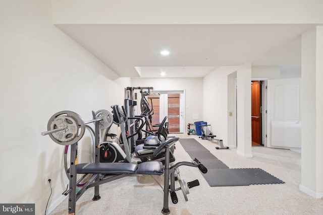 15303 Glastonbury Way, Upper Marlboro, MD 20774 - exercise area with baseboards, recessed lighting, and carpet